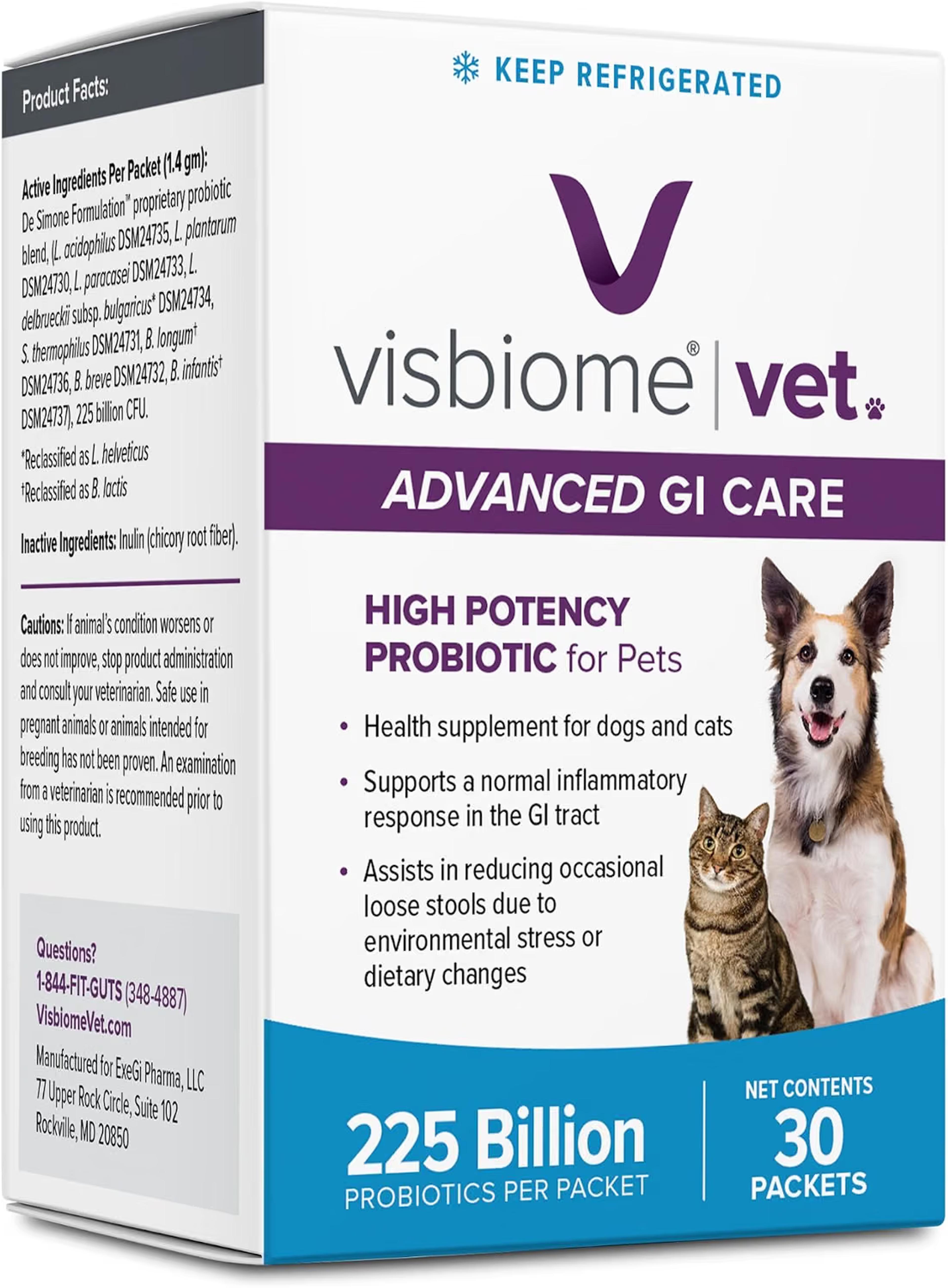 Visbiome Vet high-potency probiotic for dogs and cats