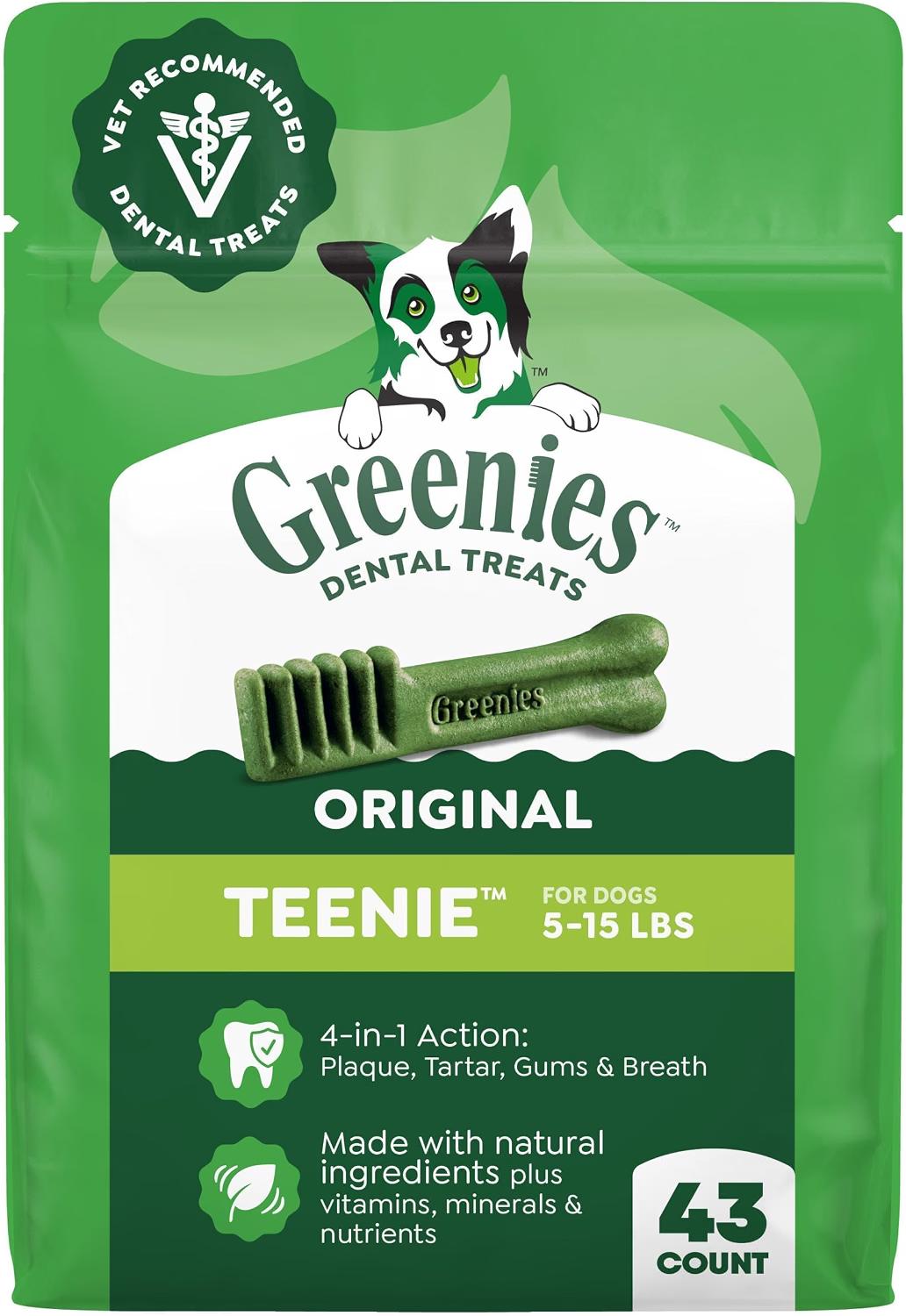 Greenies Original dental treats for dogs in multiple sizes