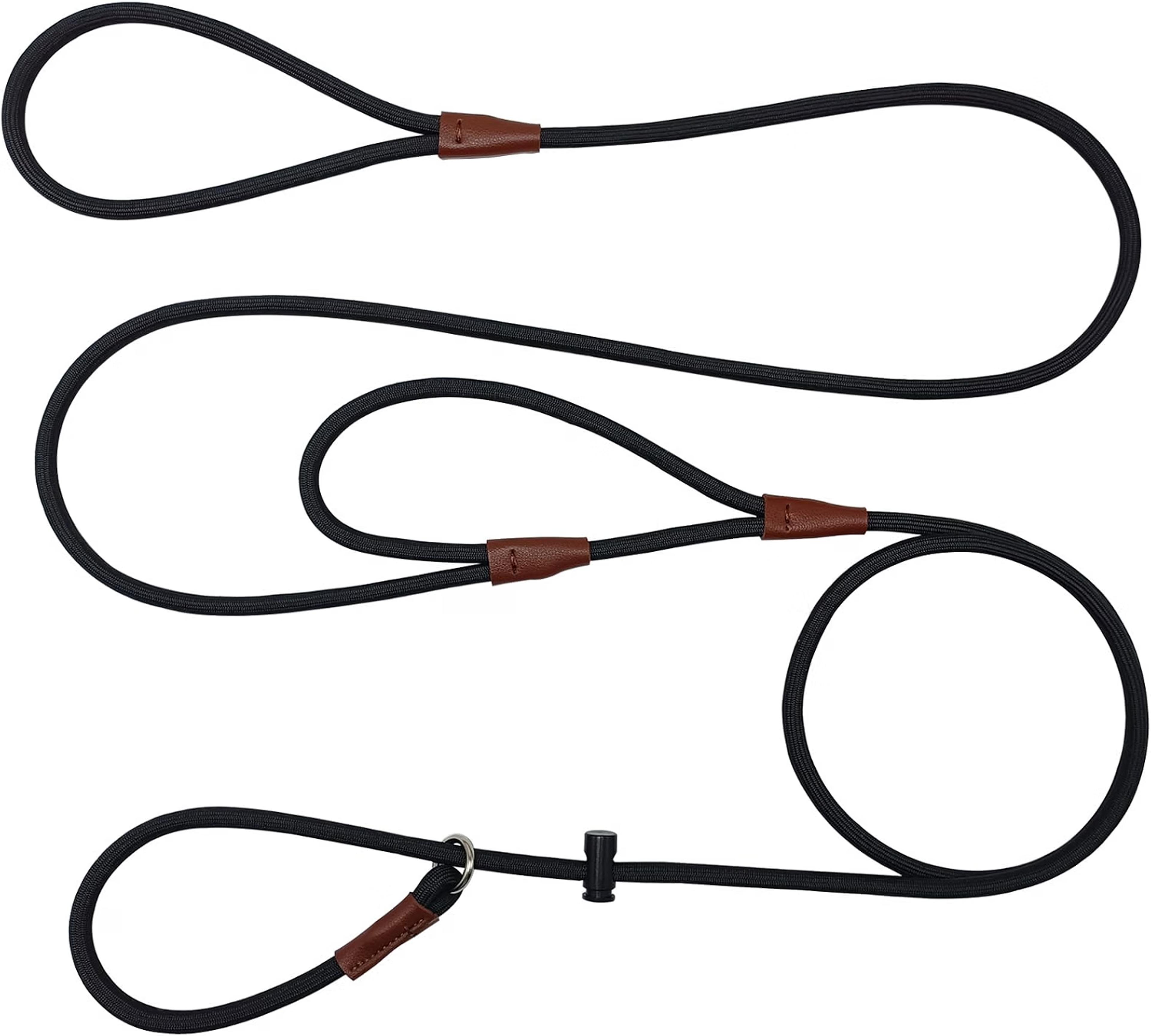 Black 8-foot YUCFOREN double-handle slip lead dog leash