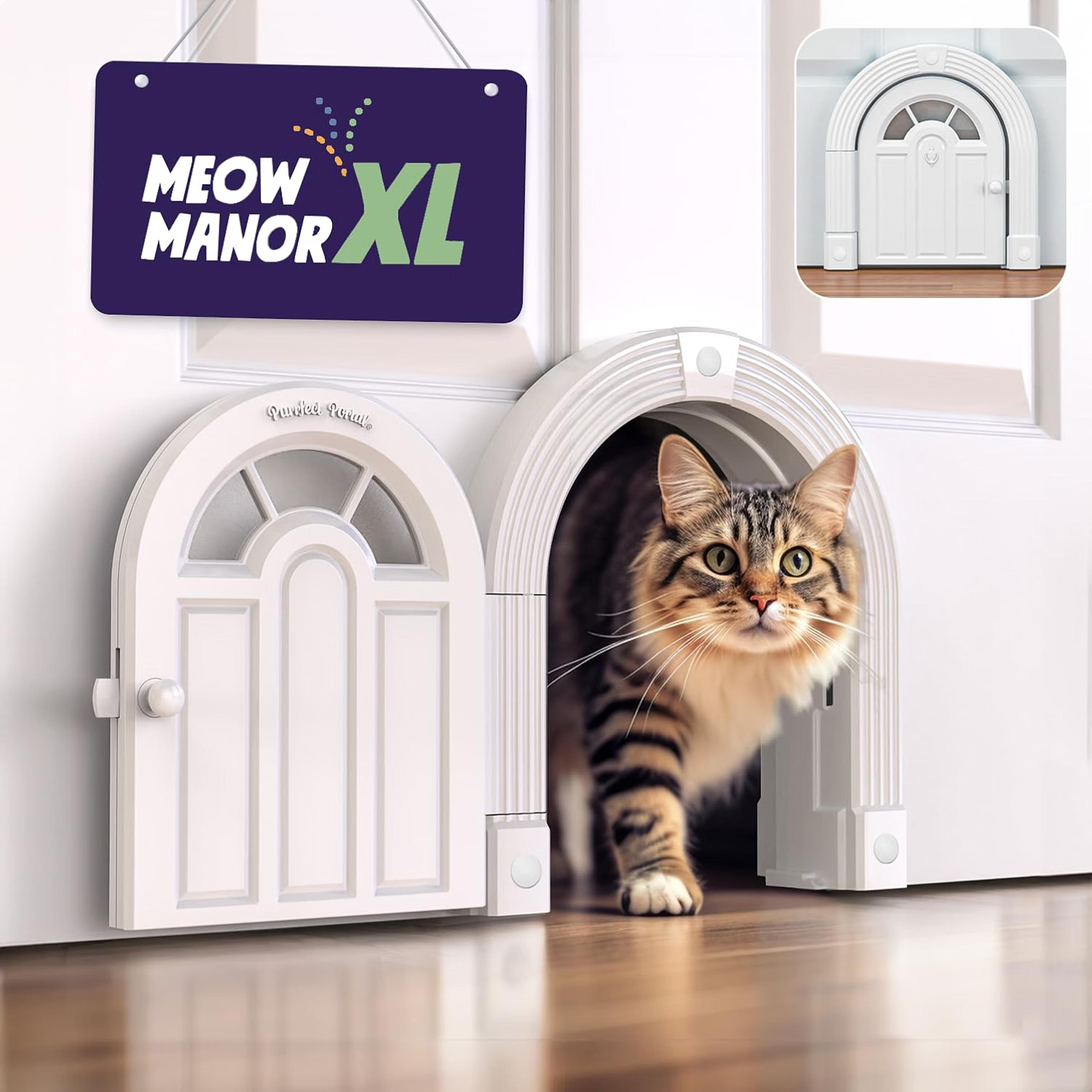 White Purrfect Portal Meow Manor XL interior pet door for cats and small dogs