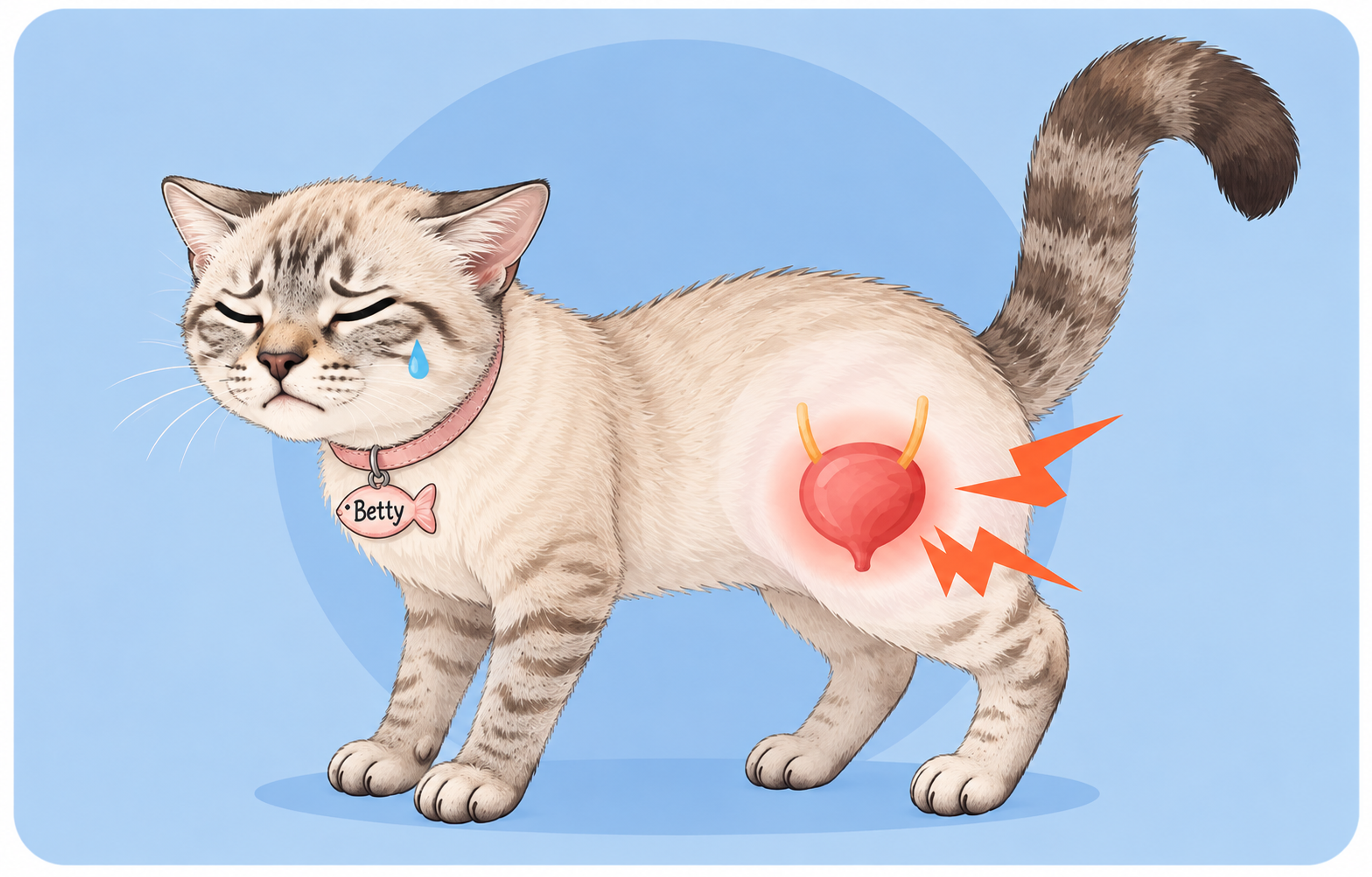 A cat with bladder pain. 