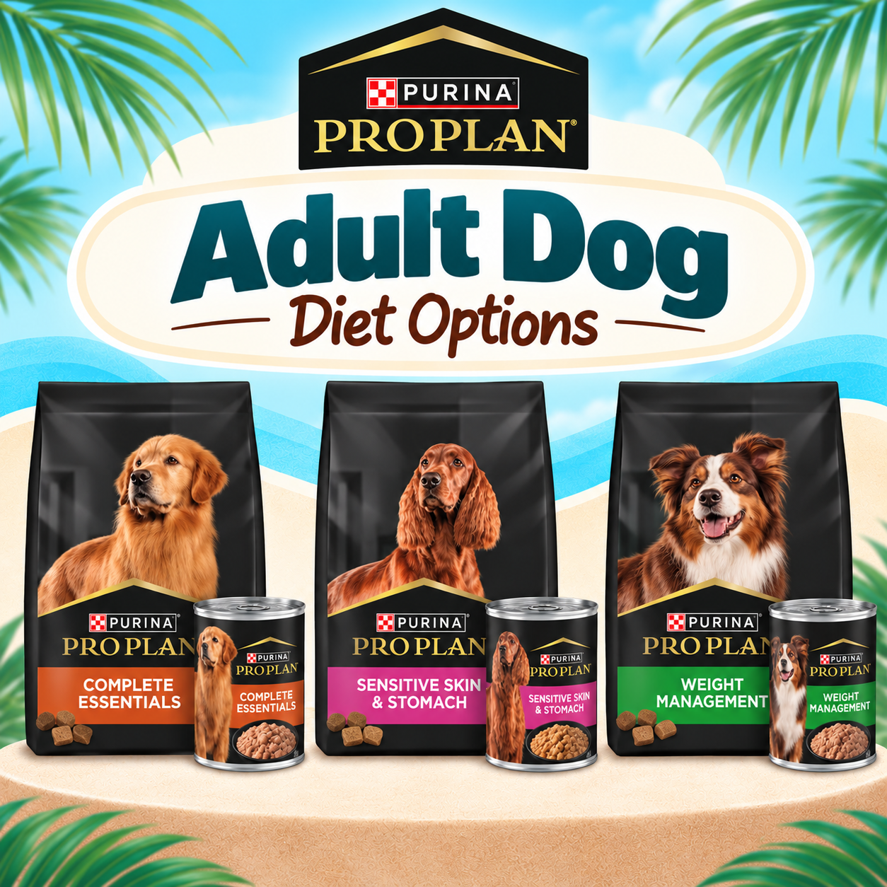Purina Pro Plan dog food dry and wet formulas