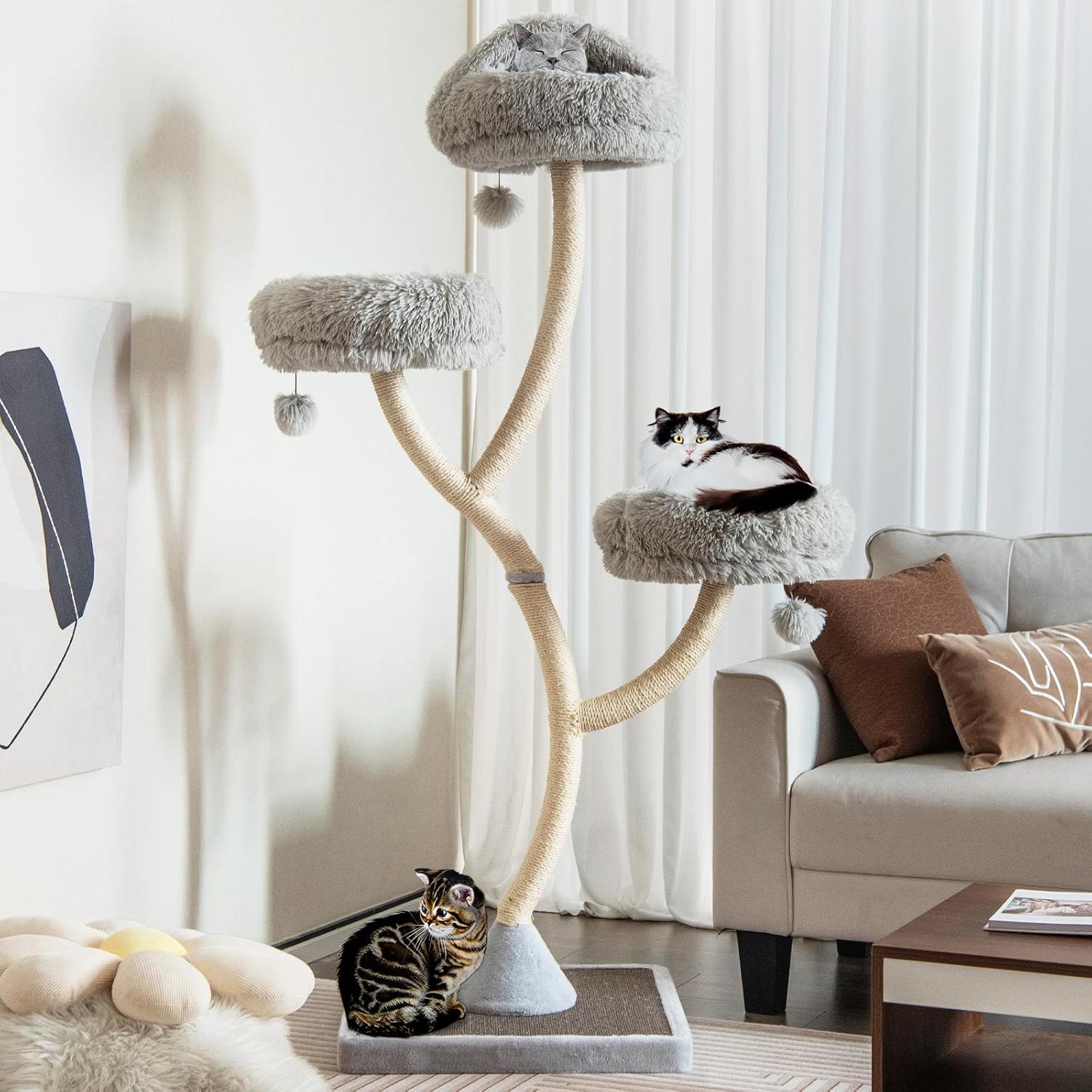 Tangkula 70-inch luxury multi-level cat tree with perches, scratching posts, and toys