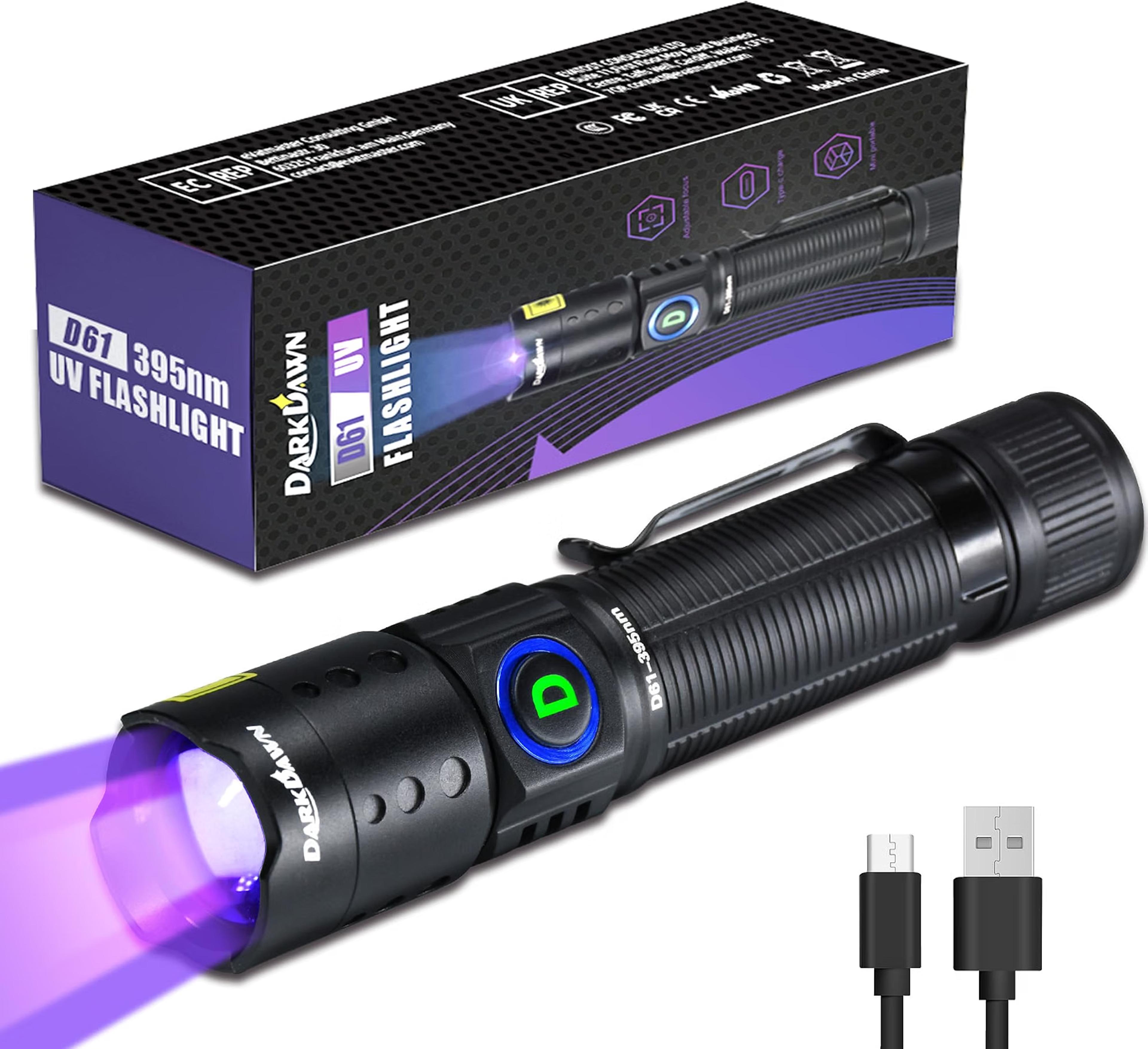 DARKDAWN 395nm UV flashlight for detecting pet urine stains