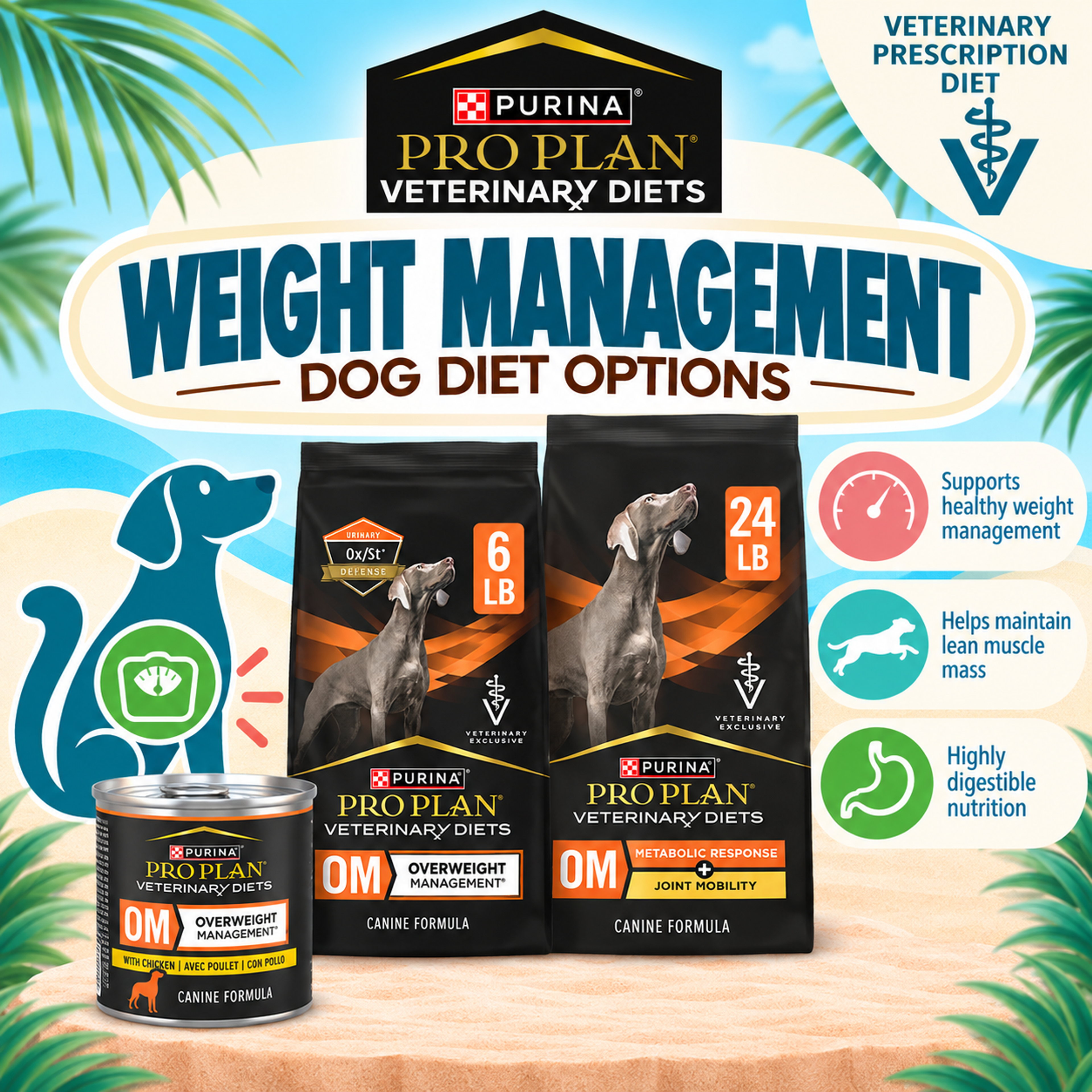 Purina Pro Plan Veterinary Diets OM Metabolic Response + Joint Mobility dry dog food for weight management and joint health