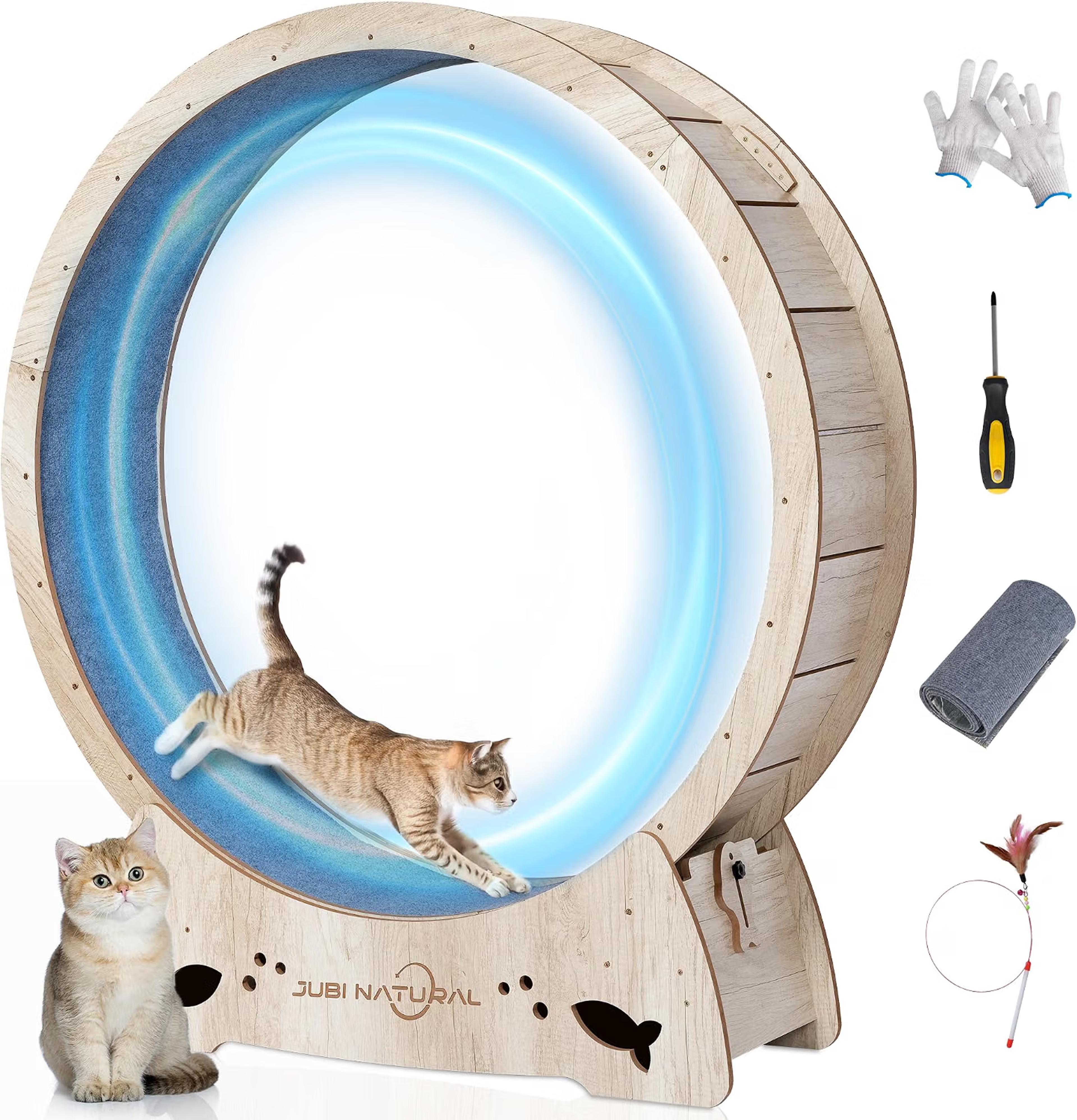 JubiNatural cat exercise wheel for indoor cat weight management