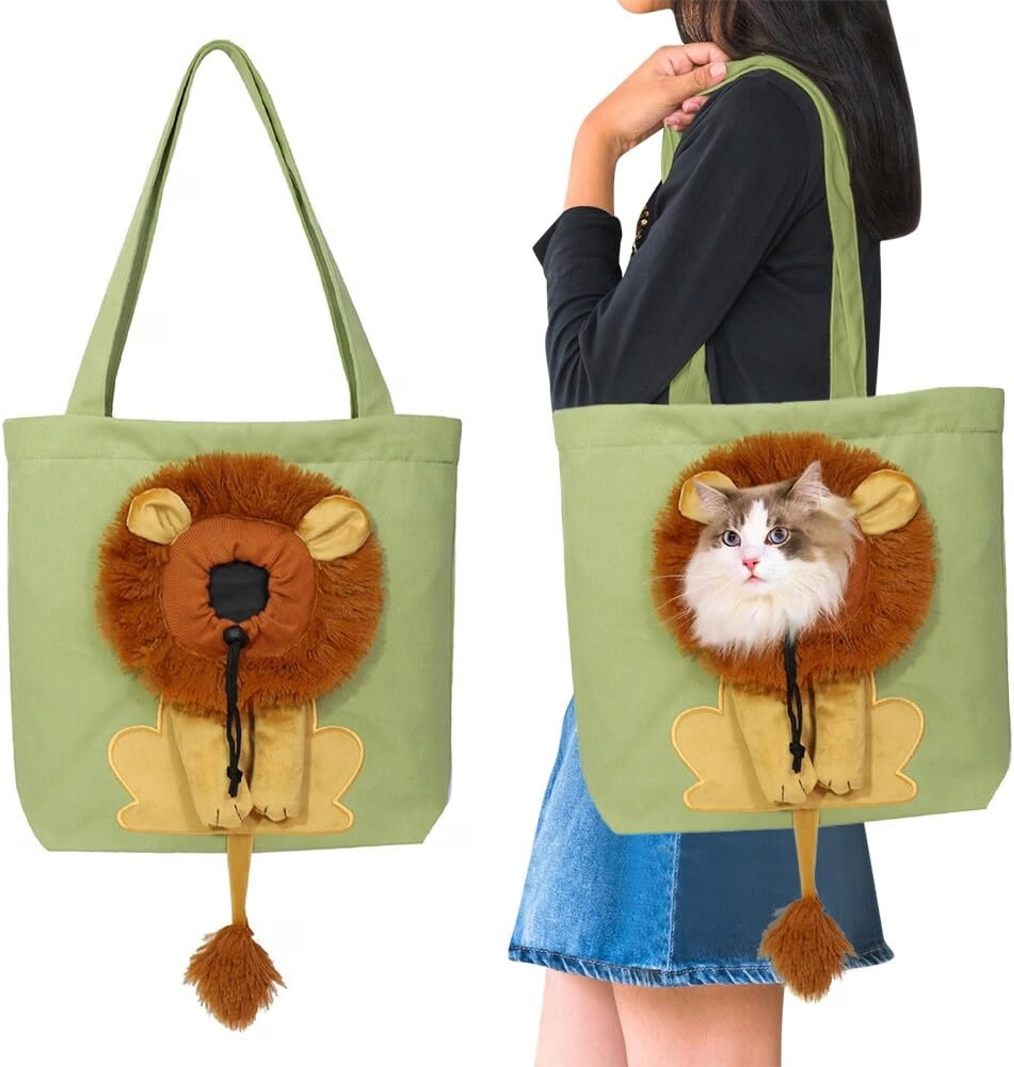 Portable canvas carrier bag for cats and small dogs