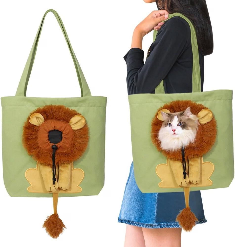 Portable canvas carrier bag for cats and small dogs