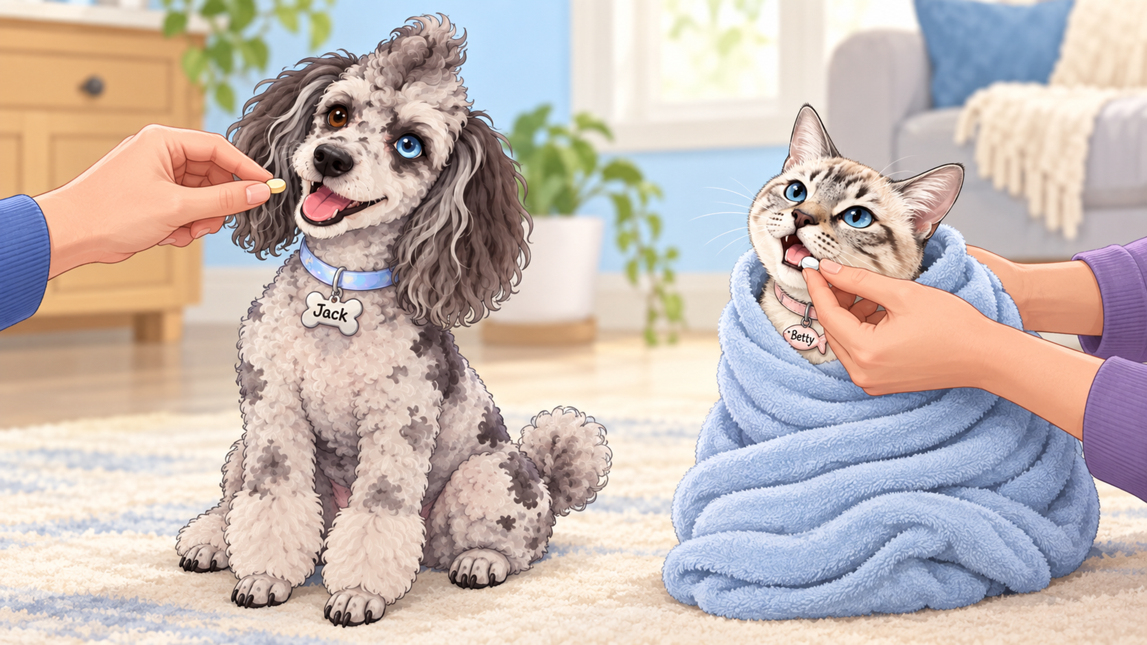 Darle una pastilla a un perro o a un gato