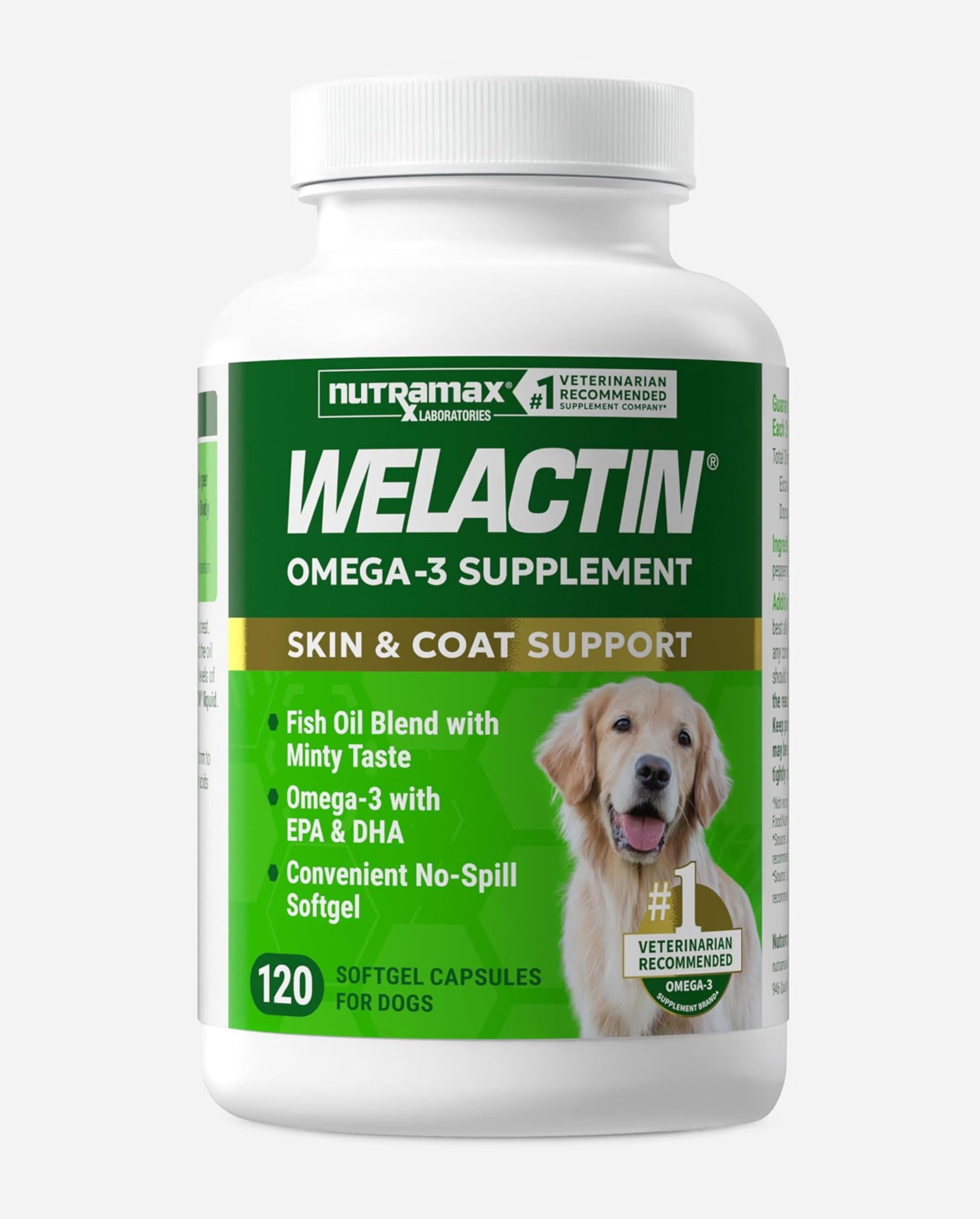 Welactin Canine Omega-3 softgels supplement for dogs