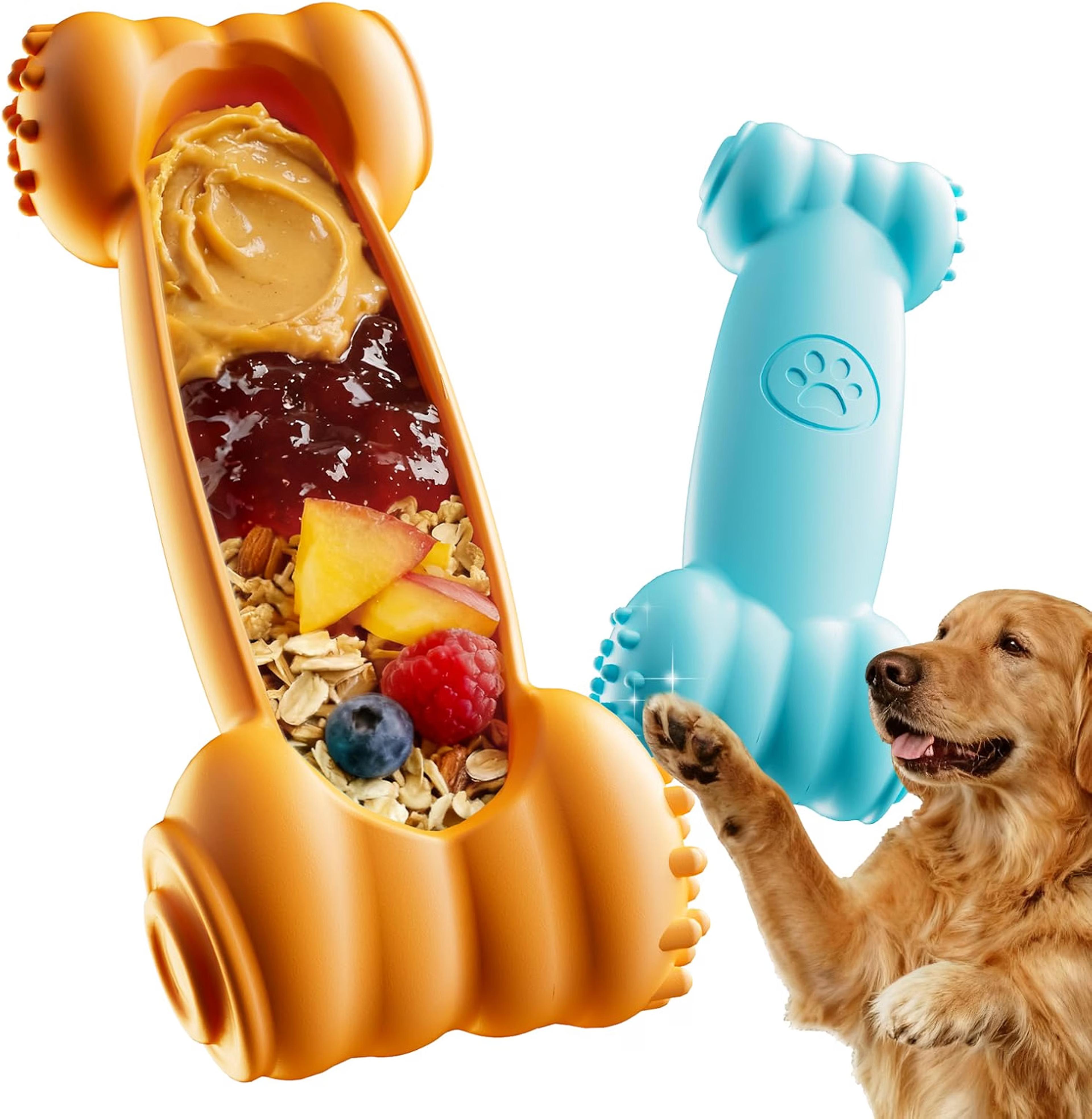 FOXMM 2-pack freeze lick bone enrichment toys for dogs