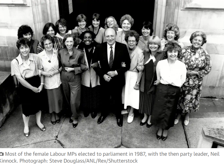 Most of the female Labour MPs elected to parliament in 1987, with the then party leader, Neil Kinnock.