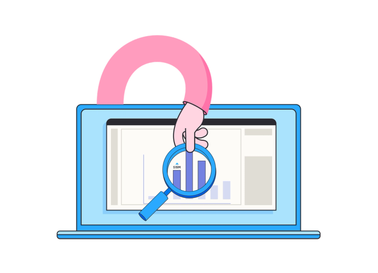 Illustration of an arm snapping next to demo analytics