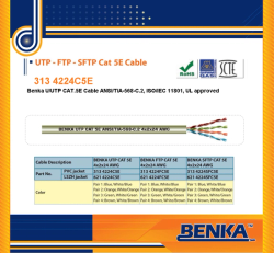 Cáp Mạng Benka ( 313 4224C5E ) Benka U/UTP CAT.5 Cable 4×2×24AWG