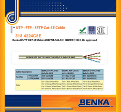 Cáp Mạng Benka ( 313 4224C5E ) Benka U/UTP CAT.5 Cable 4×2×24AWG