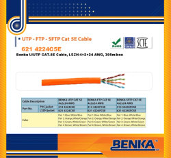 Cáp Mạng Benka ( 621 4224C5E ) Benka U/UTP CAT.5 LSZH Cable 4×2×24AWG