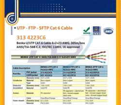 Cáp Mạng Benka ( 313 4223C6 ) Benka U/UTP CAT.6 Cable 4×2×23 AWG