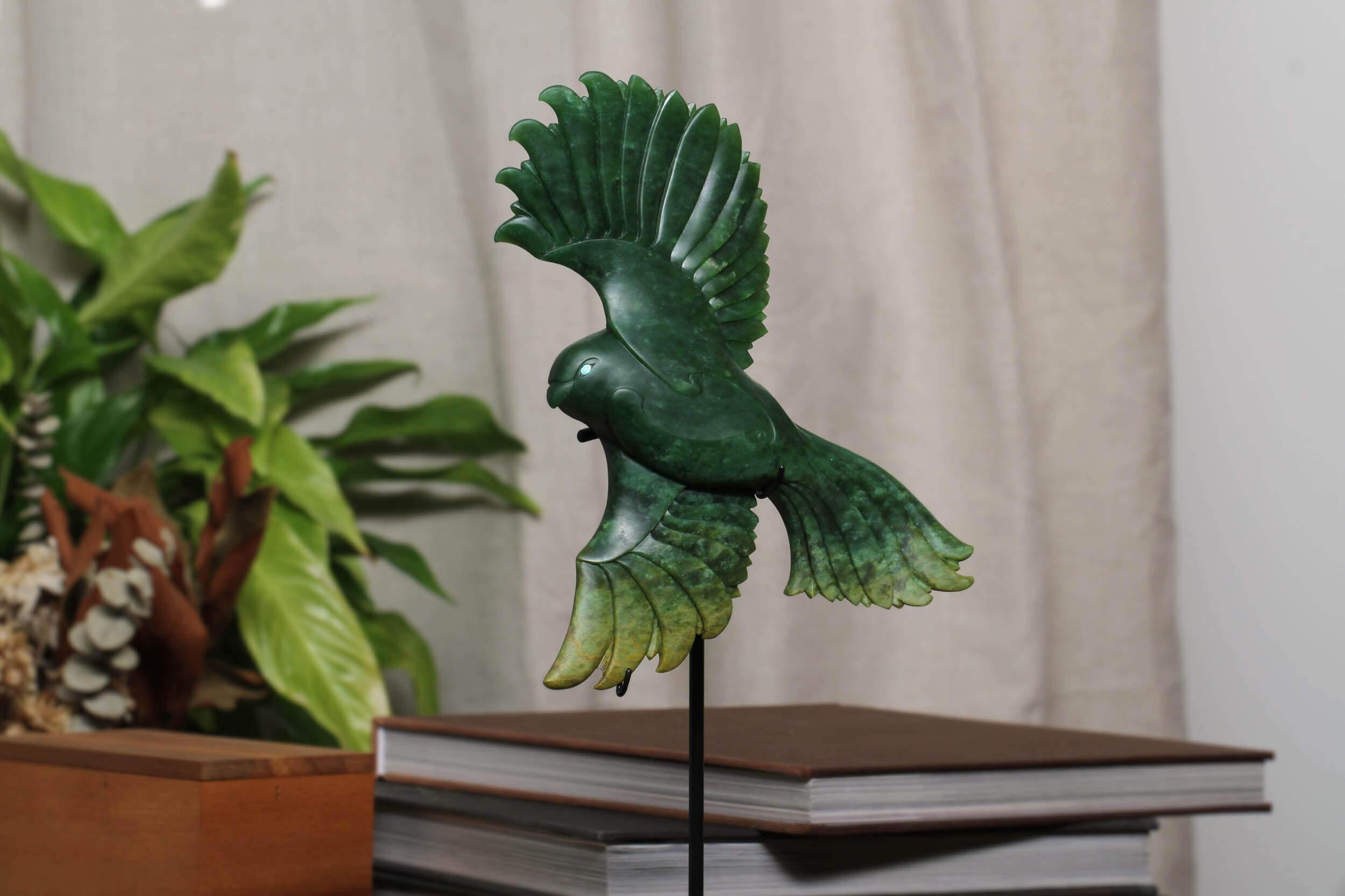 New Zealand Greenstone Bird in Flight