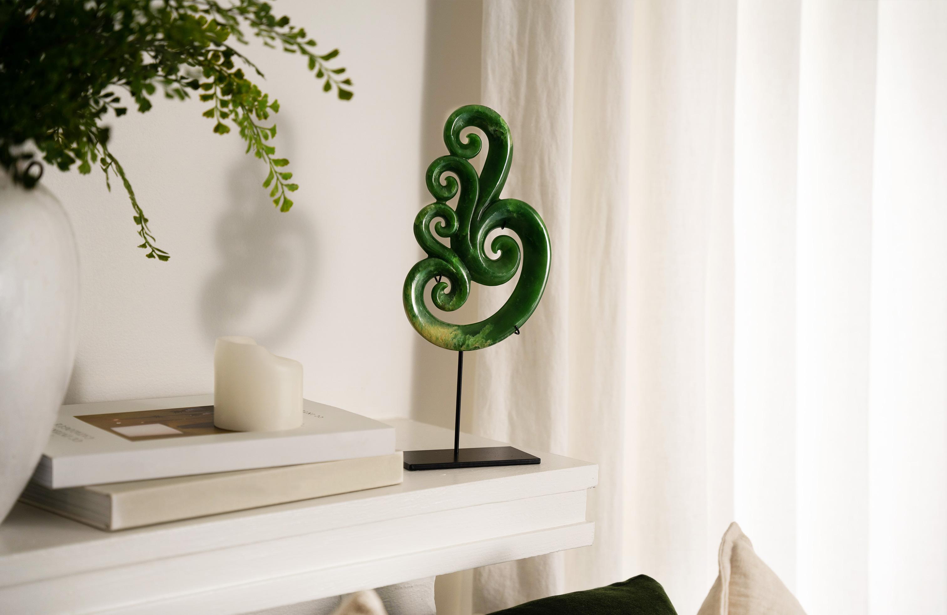 New Zealand Pounamu Five Koru Sculpture