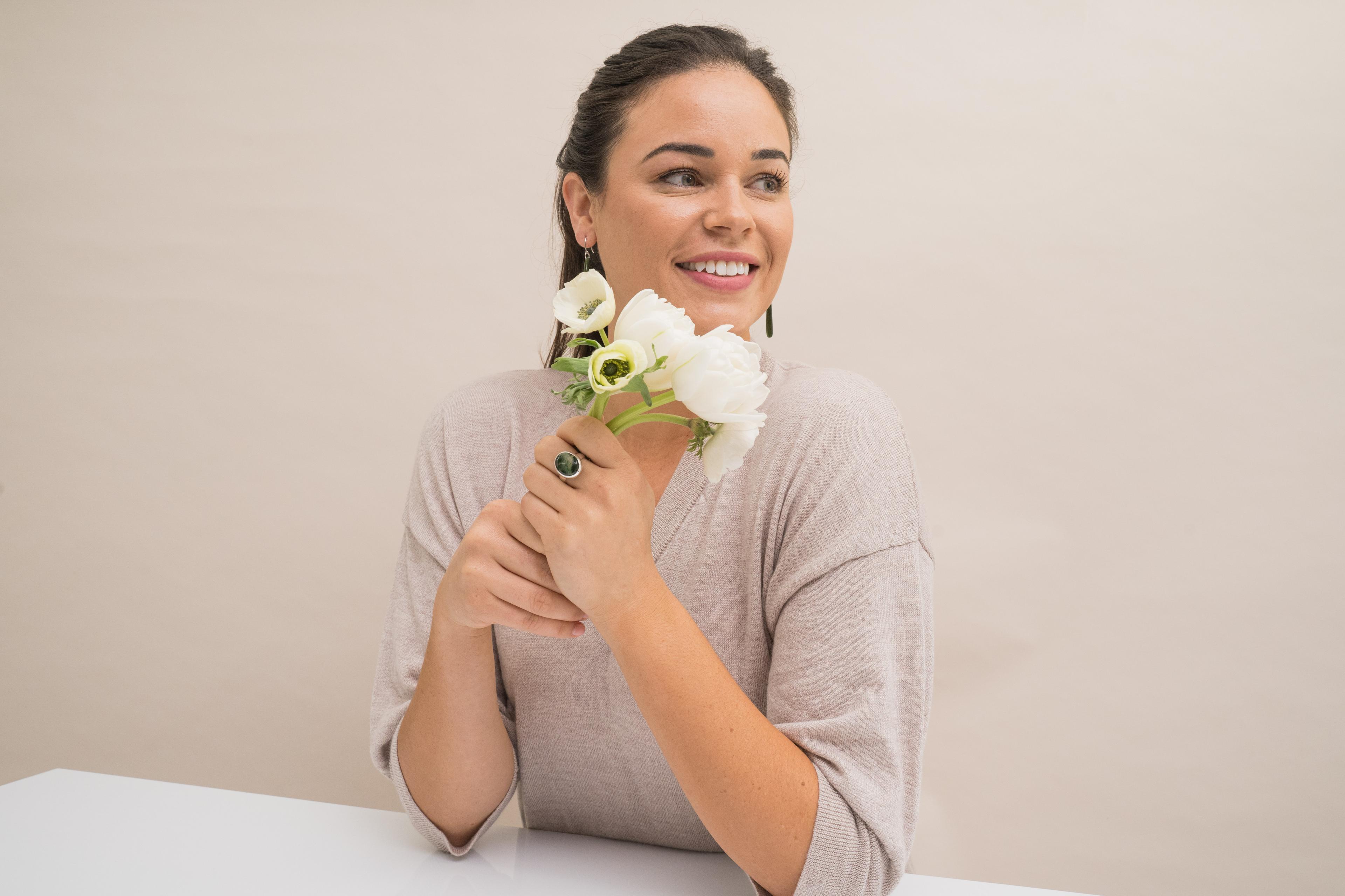 Lady wears New Zealand Pounamu Ring