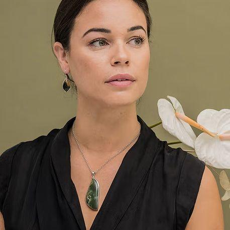Lady wearing necklace