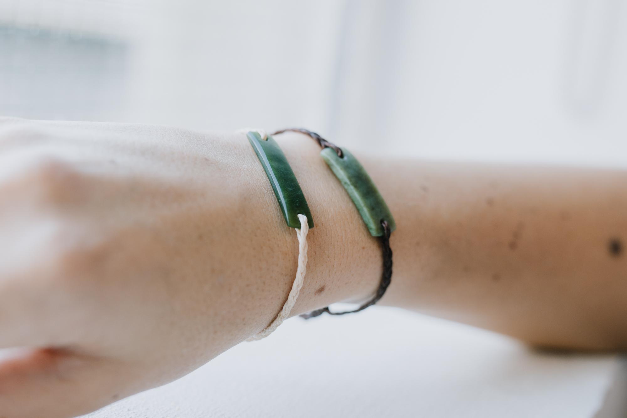 Pounamu bracelets stacked