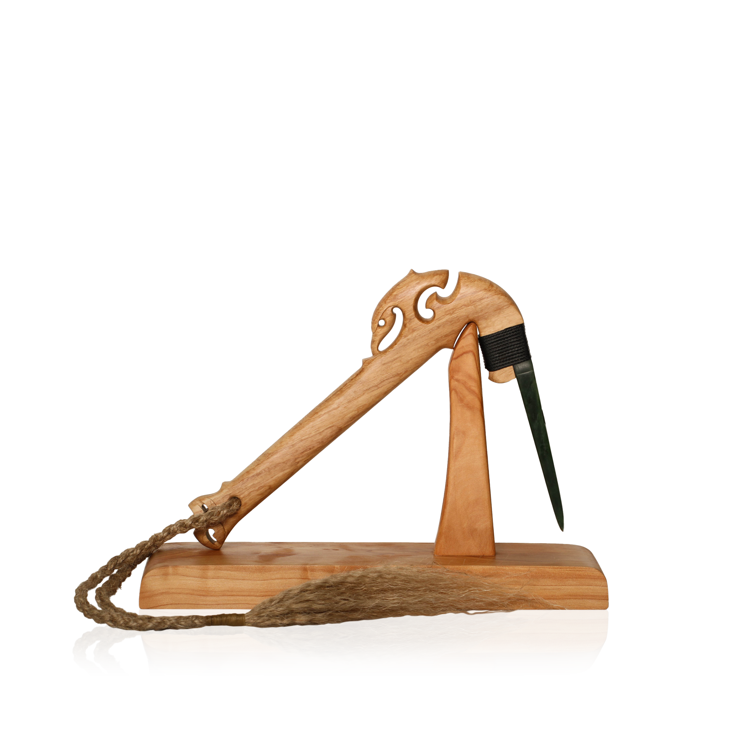 Hand carved pounamu wooden sculpture