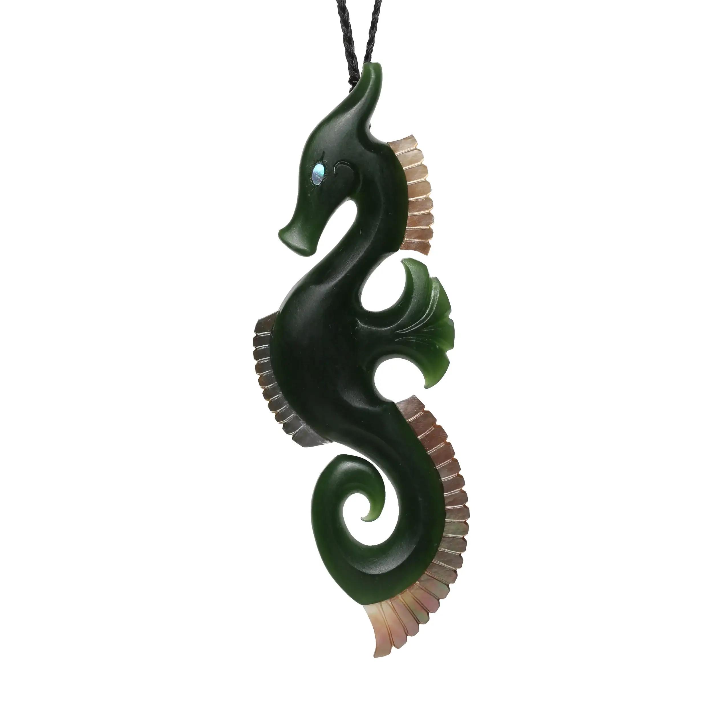 New Zealand Pounamu Manaia Seahorse Pendant
