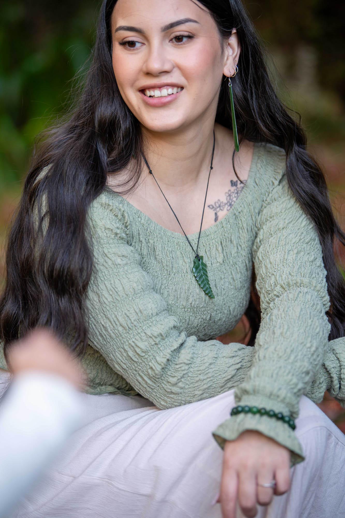 Lady wears Pounamu Fern