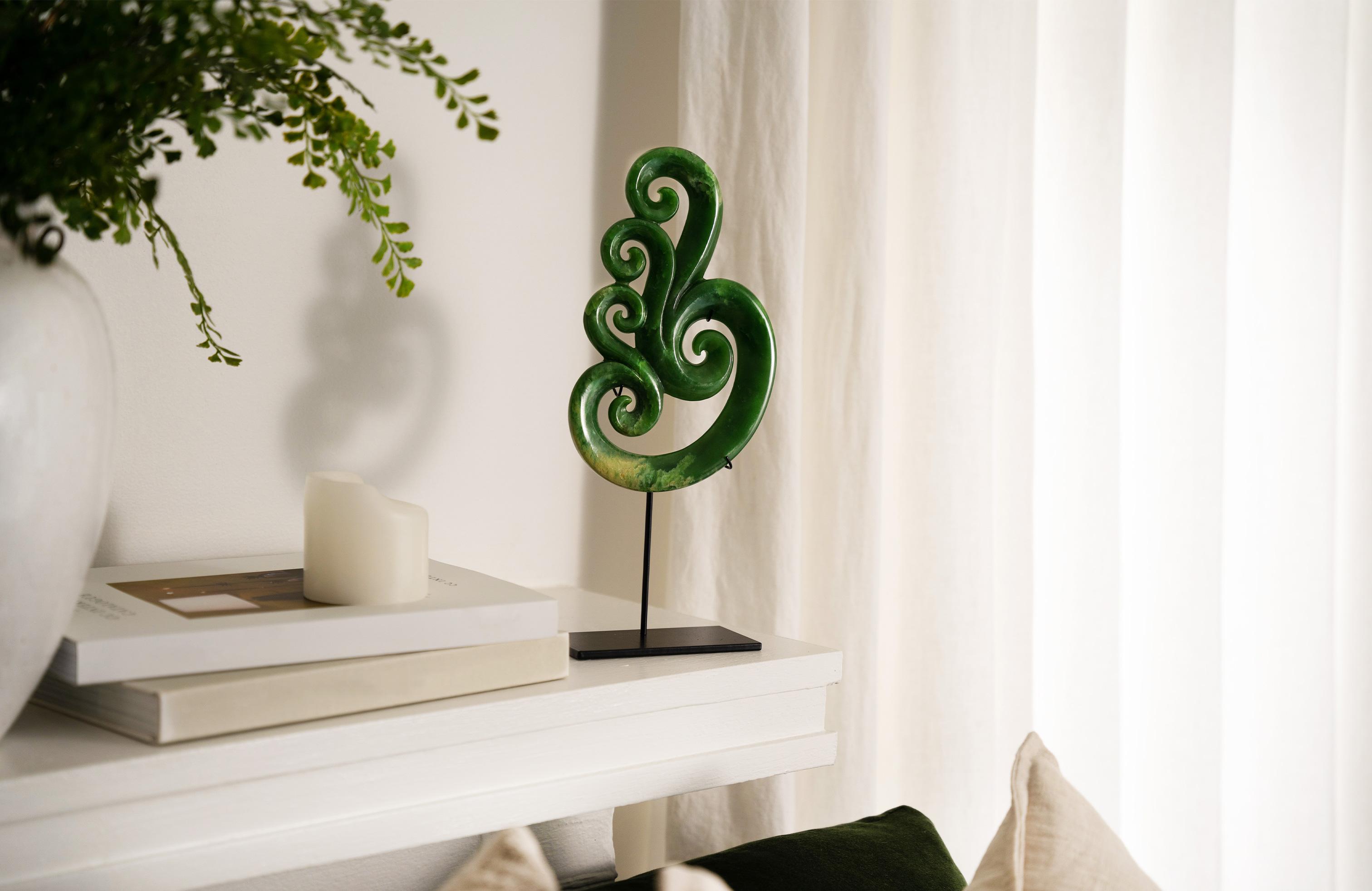 New Zealand Pounamu Five Koru Sculpture