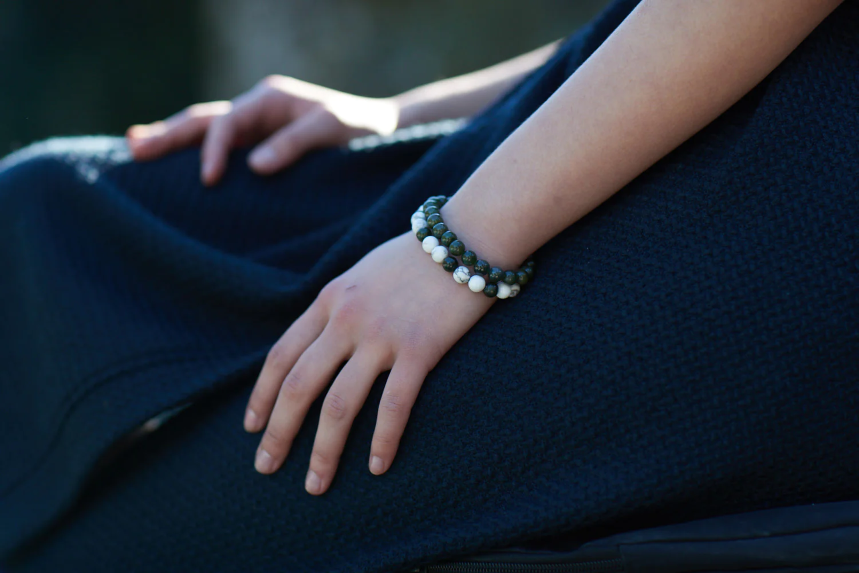 Stacked beaded jade bracelets