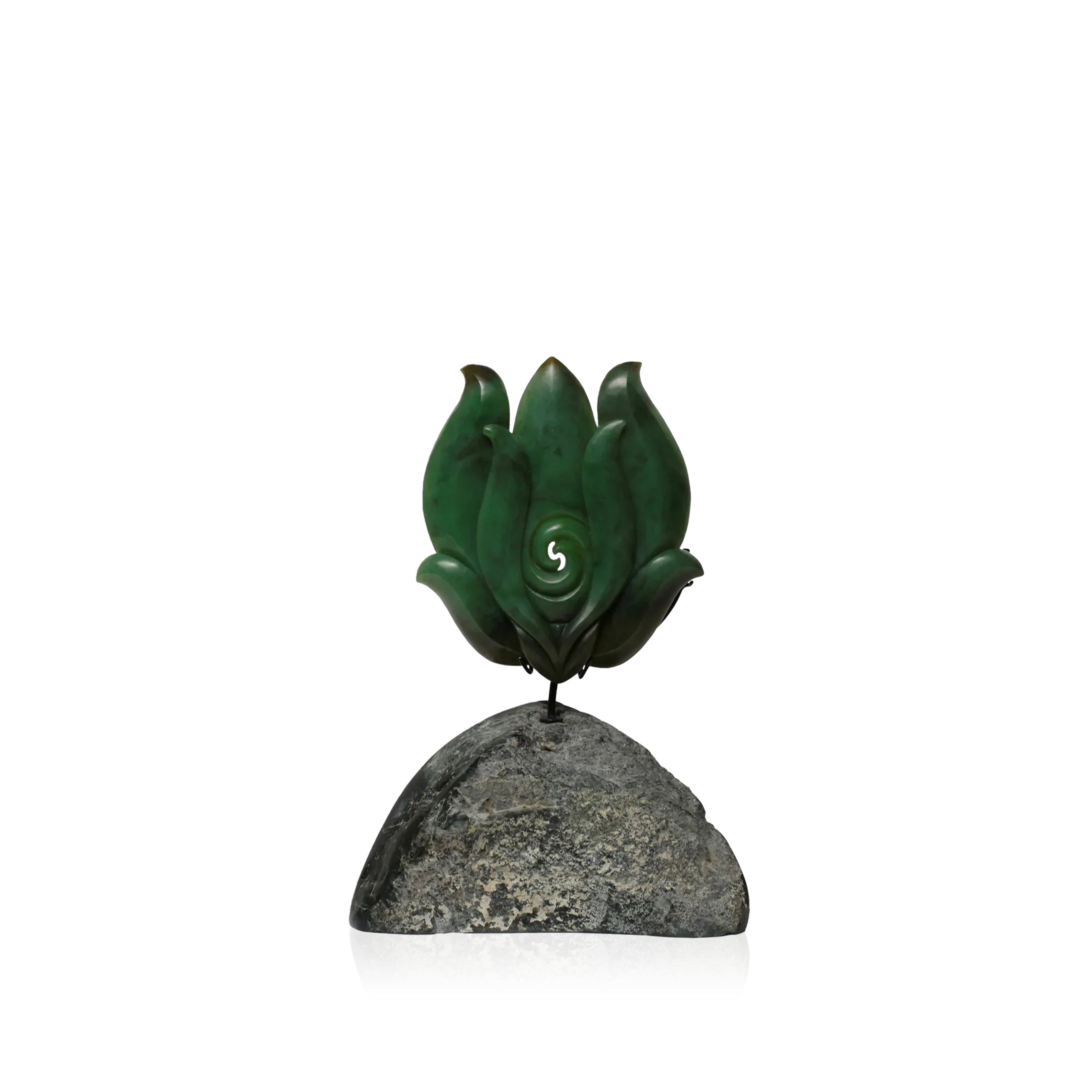 Indonesian Jade Lotus Koru Sculpture