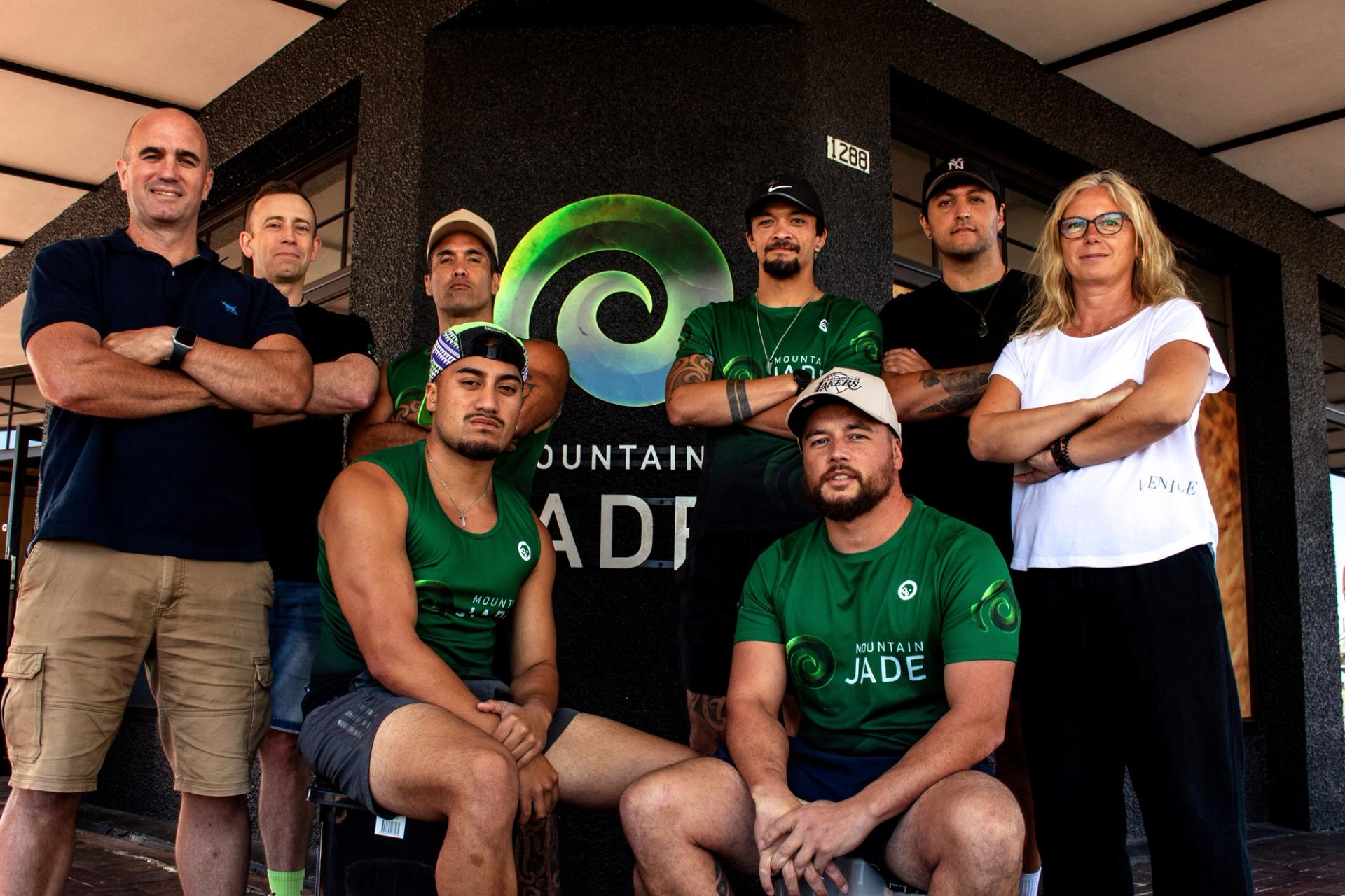 The team who carved the Tarawera Ultramarathon pounamu