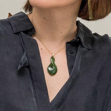 Lady wearing necklace