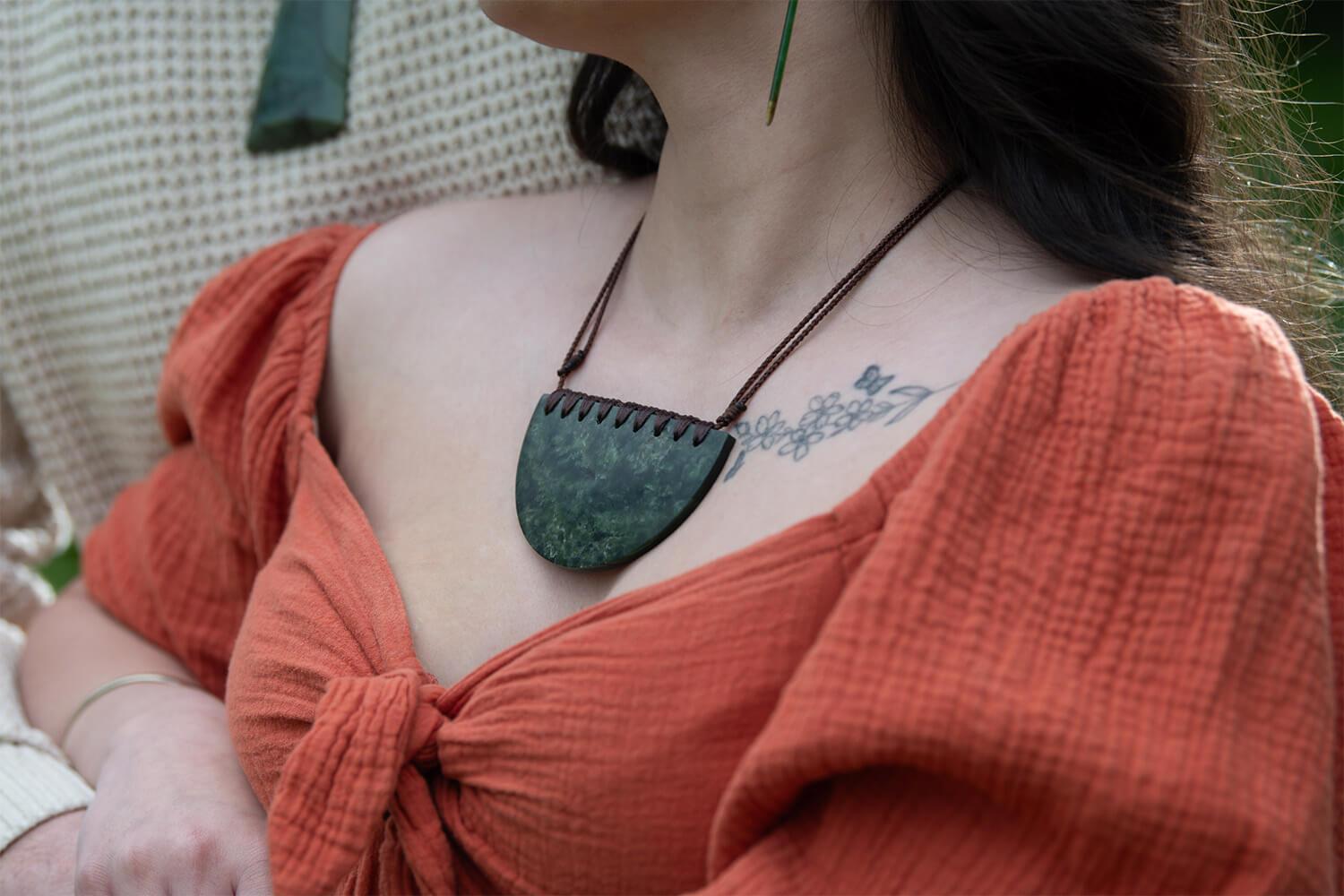 model wearing breastplate
