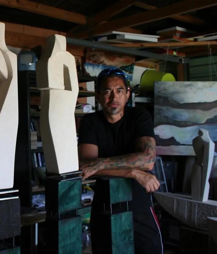 Artist working in studio