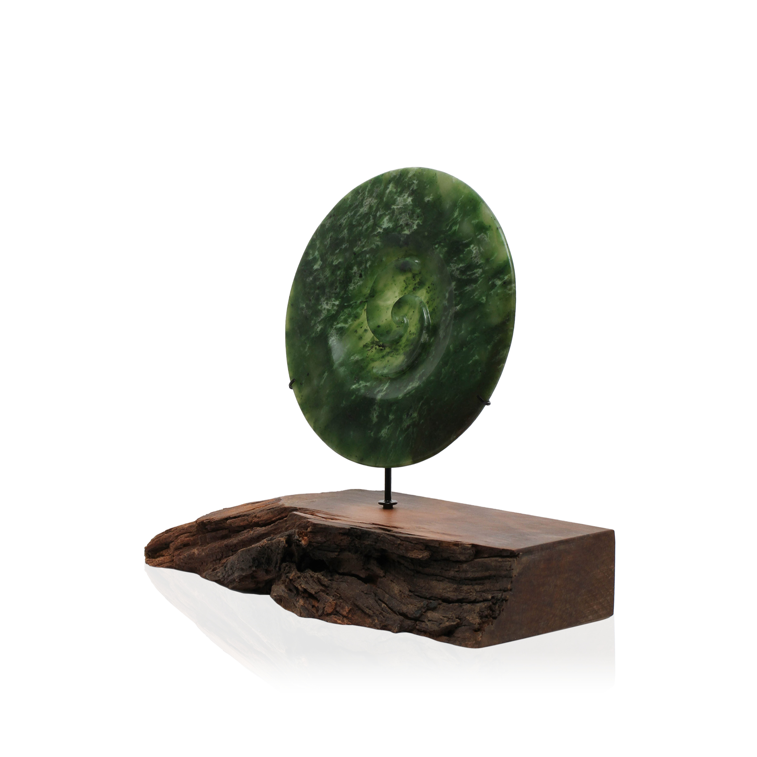 Jade Disc Sculpture with Double Koru (DL-MJH-SC2KO4280BC)