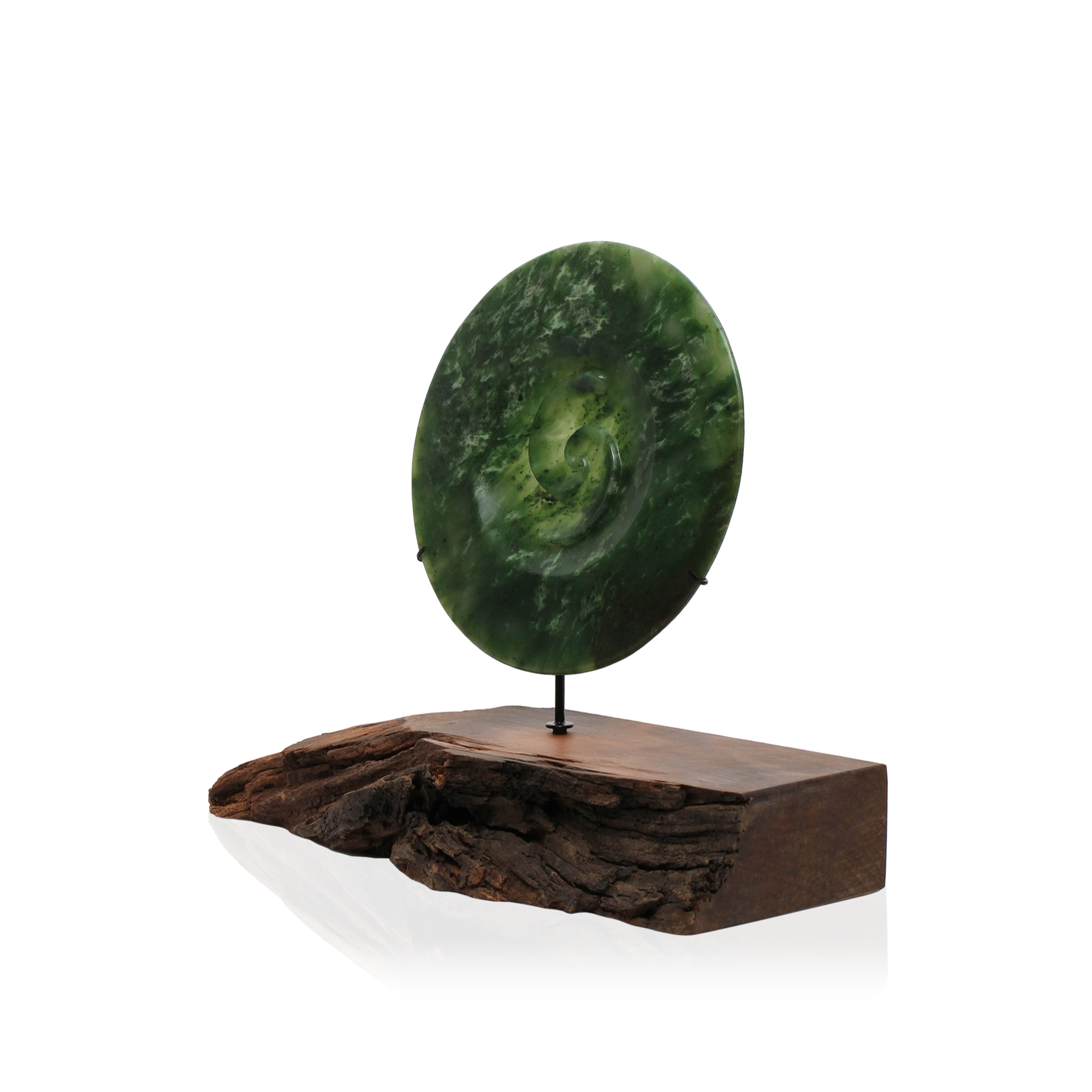 Jade Disc Sculpture with Double Koru (DL-MJH-SC2KO4280BC)