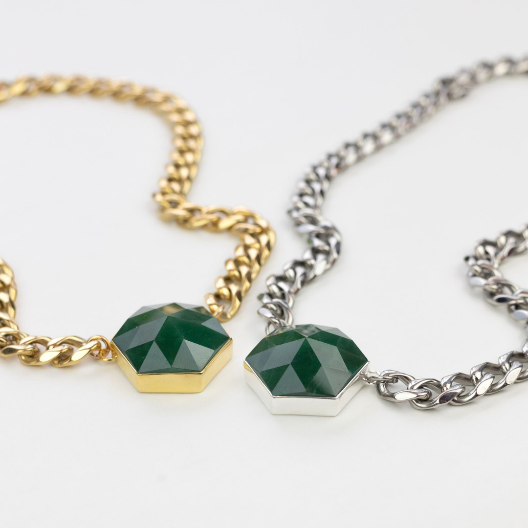 Cathy Pope X Mountain Jade - Pictured Six Reasons Hexagon Necklaces