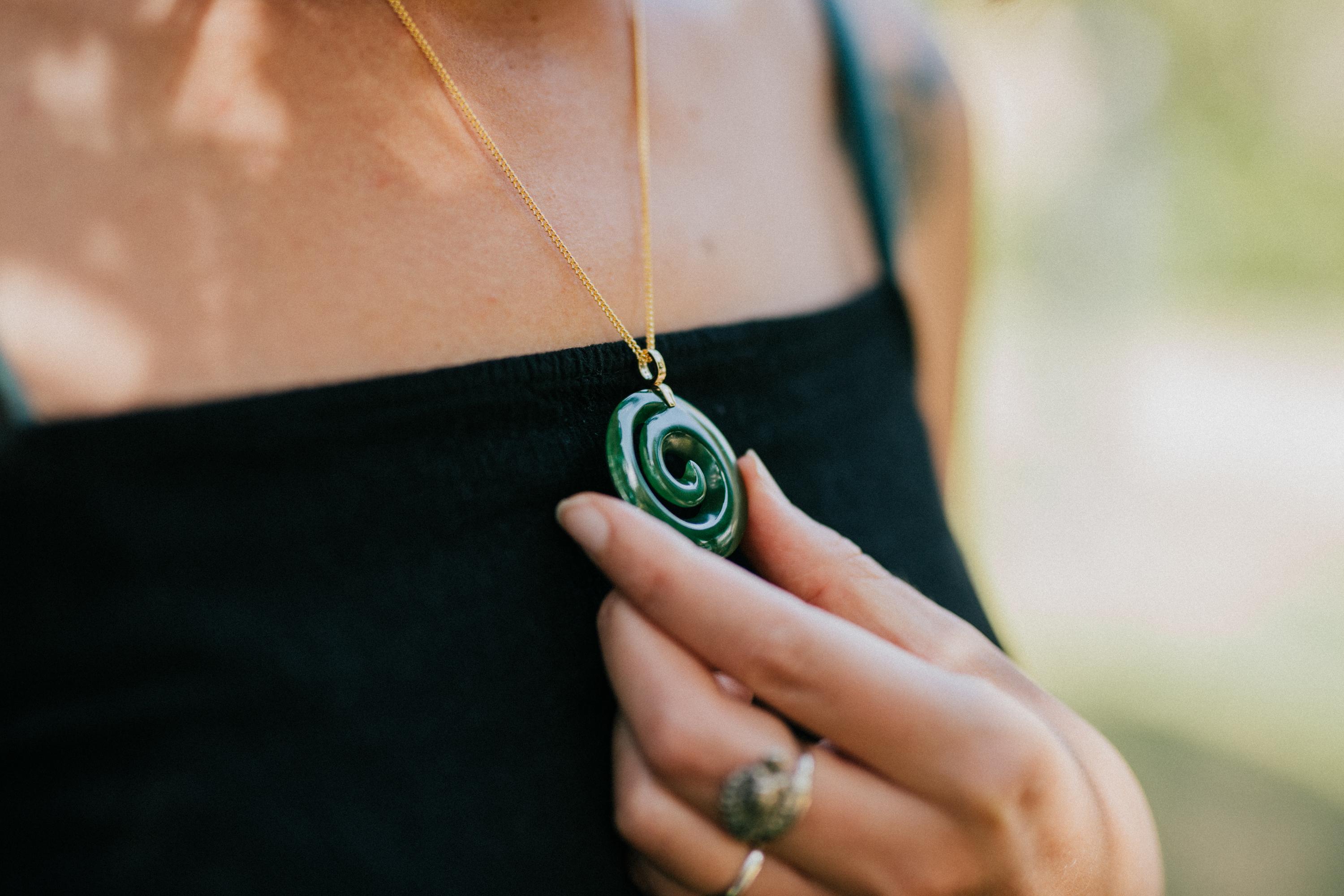 New Zealand pounamu necklaces showing different Māori designs and meanings