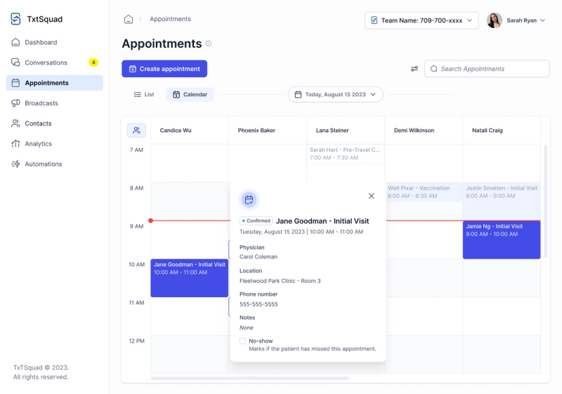 Appointments Dashboard Appointments Dashboard