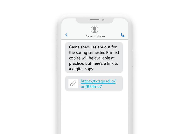 a phone sms convo reading "Game Schedules are out for the Spring semester. Printed copies will be available at practice, but here is a link to a digital copy." a phone sms convo reading "Game Schedules are out for the Spring semester. Printed copies will be available at practice, but here is a link to a digital copy."