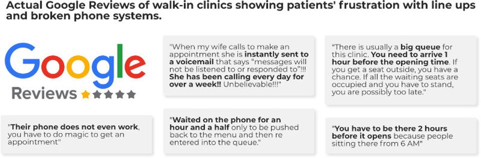 Online reviews for walk-in clinics are not pretty and paint a negative picture of the typical walk in clinic.