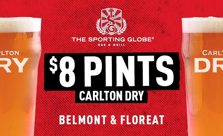 $8 CARLTON DRY PINTS ALL WEEKEND Background