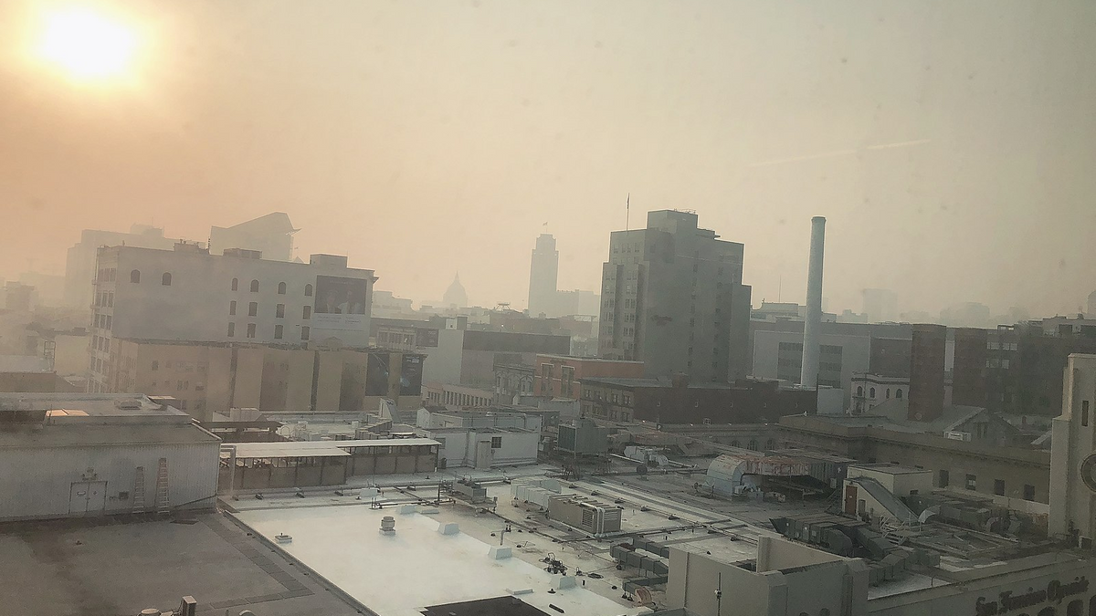 Photo of San Francisco looking as if it has a sepia color filter