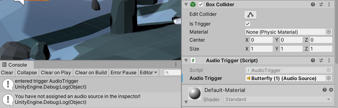 Unity console giving an error even after assigning the audio source
