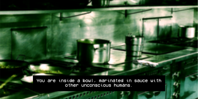 Excerpt from original scenario of Hybrid-fish, describing the kitchen scene