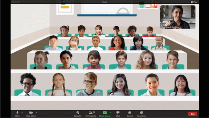 Screen capture of ZOOM's new classroom layout feature. Image credits from ZOOM blog