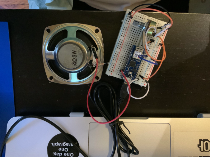 Arduino with force sensors connected to laptop and a speaker