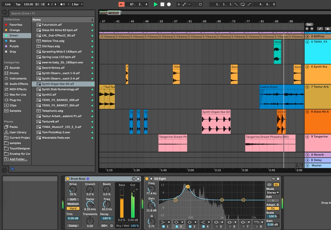 Screen capture of Ableton Live producing the dungeon background music